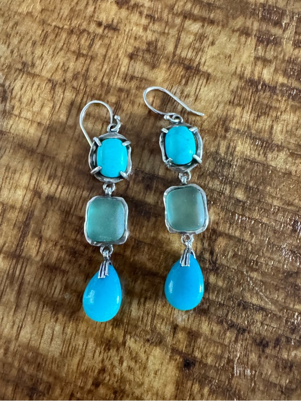 Silpada Sea and Sky Turquoise and Seafoam Drop Earrings